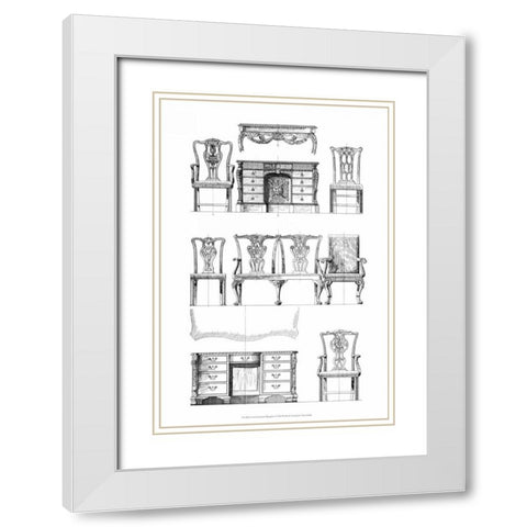 Custom Furniture Blueprint I White Modern Wood Framed Art Print with Double Matting by Vision Studio
