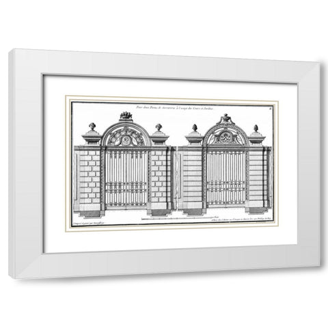 Custom Neufforge Gate Blueprint I White Modern Wood Framed Art Print with Double Matting by Neufforge