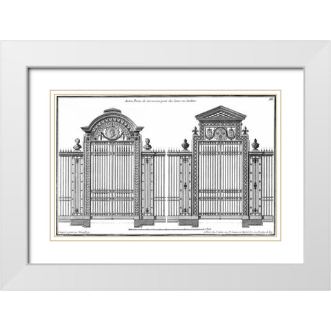 Custom Neufforge Gate Blueprint II White Modern Wood Framed Art Print with Double Matting by Neufforge