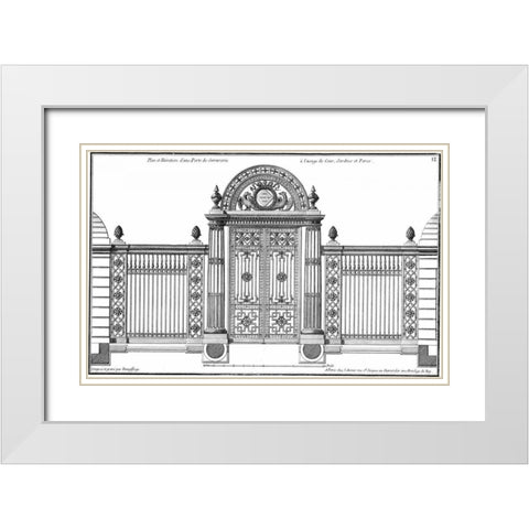 Custom Neufforge Gate Blueprint IV White Modern Wood Framed Art Print with Double Matting by Neufforge