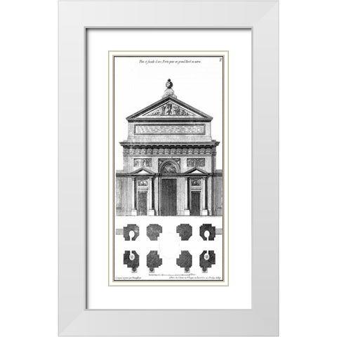 Custom Palace Facade Blueprint I White Modern Wood Framed Art Print with Double Matting by Vision Studio