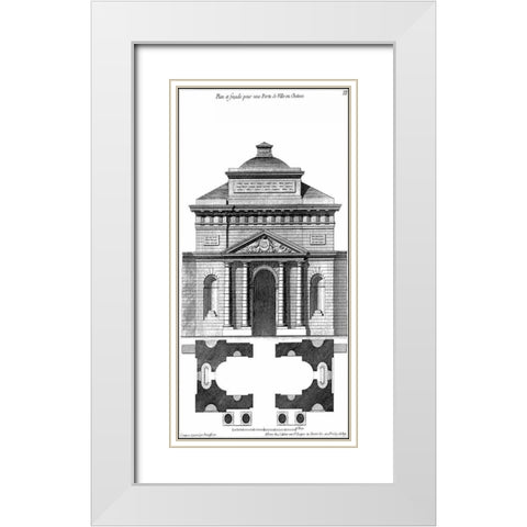 Custom Palace Facade Blueprint II White Modern Wood Framed Art Print with Double Matting by Vision Studio