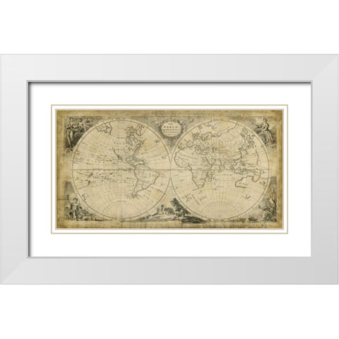 World Discoveries Map White Modern Wood Framed Art Print with Double Matting by Jeffreys, T.