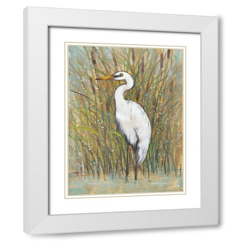 White Egret I White Modern Wood Framed Art Print with Double Matting by OToole, Tim