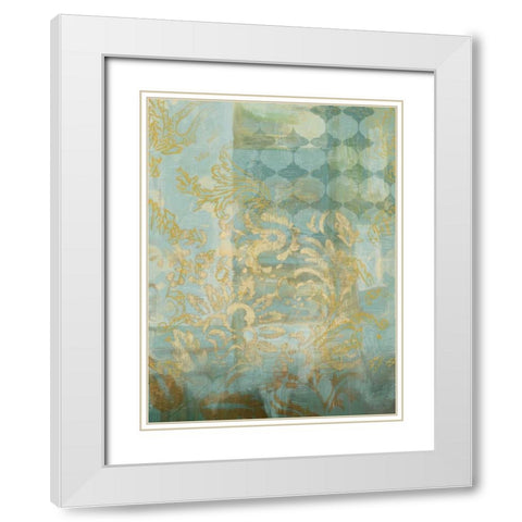 Gilded Tapestry I White Modern Wood Framed Art Print with Double Matting by Zarris, Chariklia