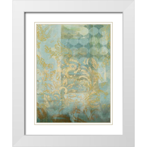Gilded Tapestry I White Modern Wood Framed Art Print with Double Matting by Zarris, Chariklia