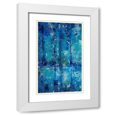 Blue Reflection Triptych I White Modern Wood Framed Art Print with Double Matting by OToole, Tim