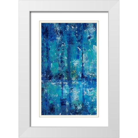 Blue Reflection Triptych I White Modern Wood Framed Art Print with Double Matting by OToole, Tim