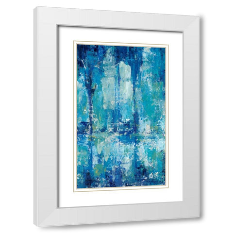Blue Reflection Triptych II White Modern Wood Framed Art Print with Double Matting by OToole, Tim