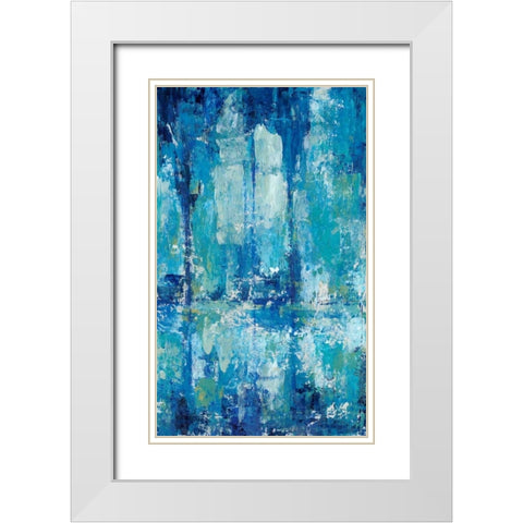 Blue Reflection Triptych II White Modern Wood Framed Art Print with Double Matting by OToole, Tim