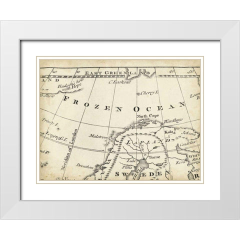 Map of Europe Grid II White Modern Wood Framed Art Print with Double Matting by Jeffreys, T.