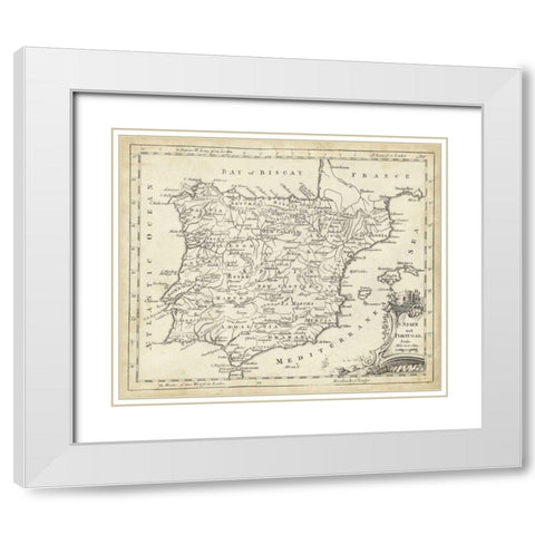 Map of Spain White Modern Wood Framed Art Print with Double Matting by Jeffreys, T.