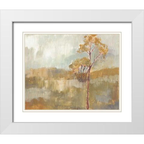 Pastoral Ochre  II White Modern Wood Framed Art Print with Double Matting by Goldberger, Jennifer