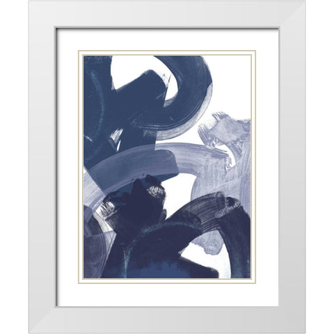 Blue on Blue I White Modern Wood Framed Art Print with Double Matting by Vess, June Erica