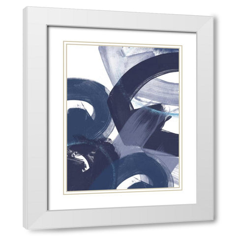 Blue on Blue II White Modern Wood Framed Art Print with Double Matting by Vess, June Erica