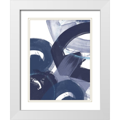 Blue on Blue II White Modern Wood Framed Art Print with Double Matting by Vess, June Erica