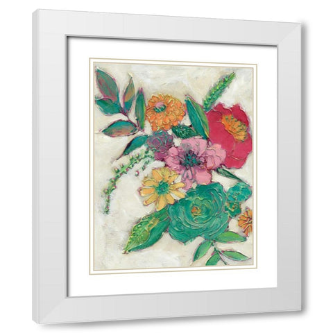 Olives Flowers I White Modern Wood Framed Art Print with Double Matting by Zarris, Chariklia