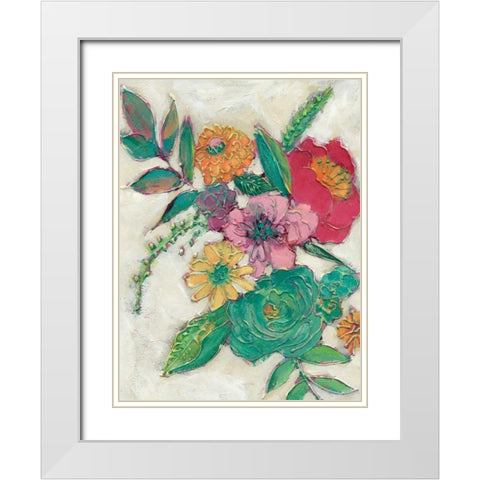 Olives Flowers I White Modern Wood Framed Art Print with Double Matting by Zarris, Chariklia