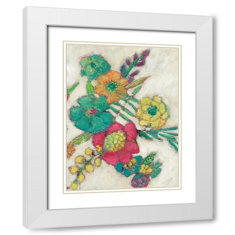 Olives Flowers II White Modern Wood Framed Art Print with Double Matting by Zarris, Chariklia