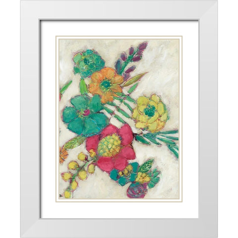 Olives Flowers II White Modern Wood Framed Art Print with Double Matting by Zarris, Chariklia