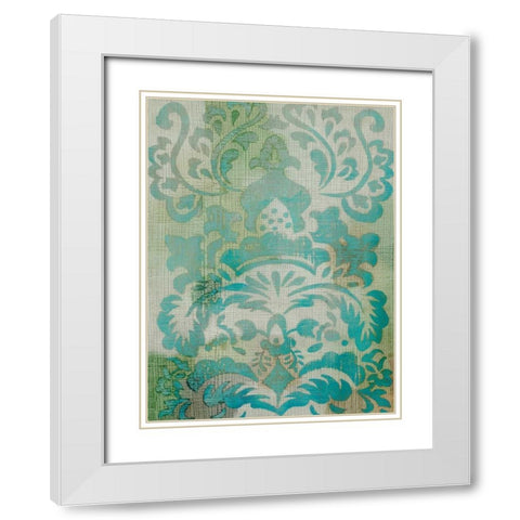 Velvet and Damask I White Modern Wood Framed Art Print with Double Matting by Zarris, Chariklia