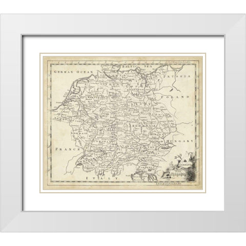 Map of Germany White Modern Wood Framed Art Print with Double Matting by Jeffreys, T.