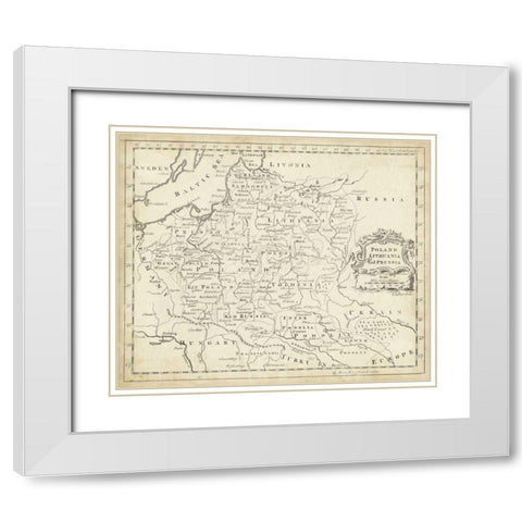 Map of Poland White Modern Wood Framed Art Print with Double Matting by Jeffreys, T.