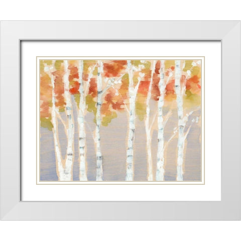 Swaying Birches I White Modern Wood Framed Art Print with Double Matting by Goldberger, Jennifer