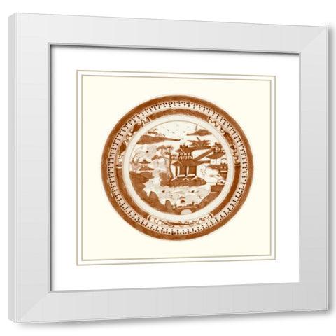 Pagoda Earthenware III White Modern Wood Framed Art Print with Double Matting by Vision Studio