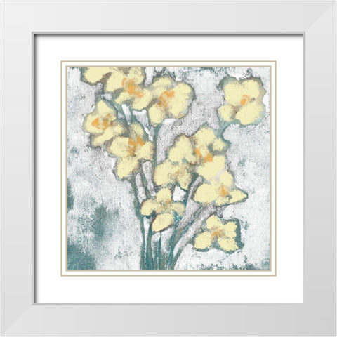 Buttercups I White Modern Wood Framed Art Print with Double Matting by Goldberger, Jennifer