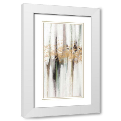 Falling Gold Leaf I White Modern Wood Framed Art Print with Double Matting by Studio W