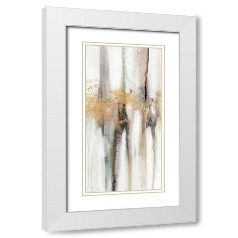 Falling Gold Leaf II White Modern Wood Framed Art Print with Double Matting by Studio W