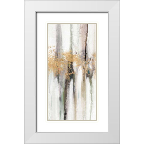 Falling Gold Leaf II White Modern Wood Framed Art Print with Double Matting by Studio W