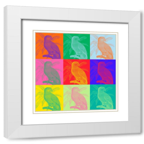Parrot Party I White Modern Wood Framed Art Print with Double Matting by Fagalde, Jarman