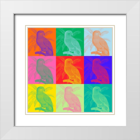Parrot Party I White Modern Wood Framed Art Print with Double Matting by Fagalde, Jarman