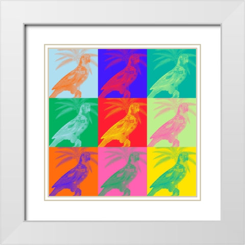 Parrot Party II White Modern Wood Framed Art Print with Double Matting by Fagalde, Jarman
