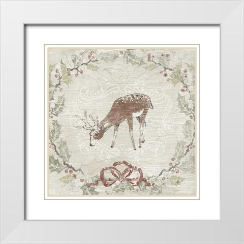 Cabin Christmas VI White Modern Wood Framed Art Print with Double Matting by Vess, June Erica