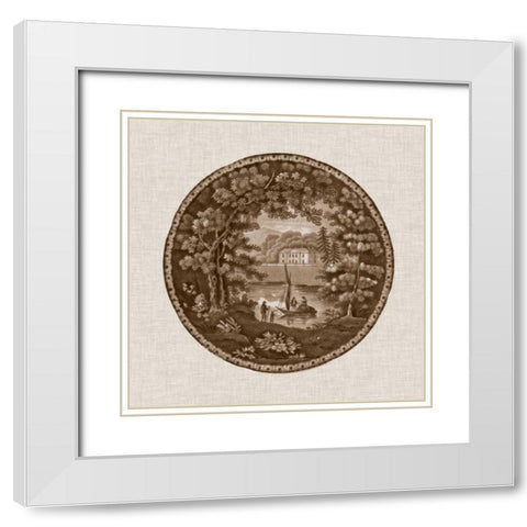 Sepia Transferware IV White Modern Wood Framed Art Print with Double Matting by Vision Studio