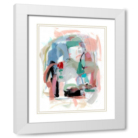 Summer Coral I White Modern Wood Framed Art Print with Double Matting by Long, Christina