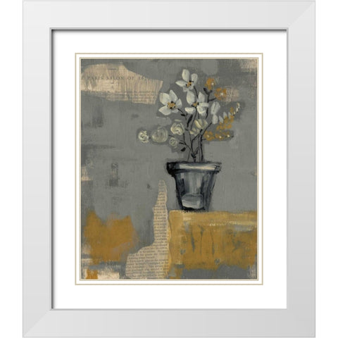 Floral Salon I White Modern Wood Framed Art Print with Double Matting by Goldberger, Jennifer