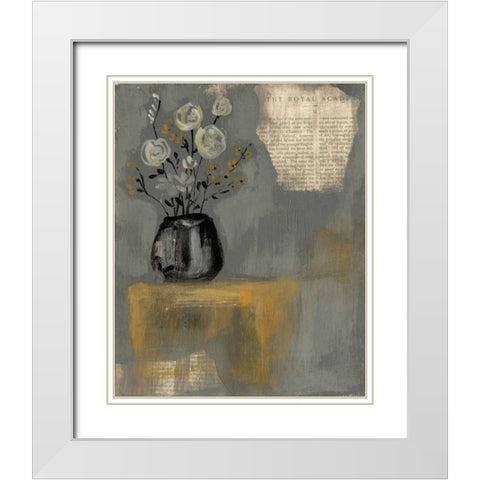 Floral Salon II White Modern Wood Framed Art Print with Double Matting by Goldberger, Jennifer