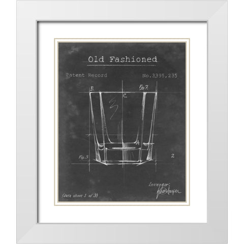 Barware Blueprint I White Modern Wood Framed Art Print with Double Matting by Harper, Ethan