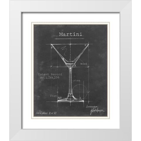 Barware Blueprint V White Modern Wood Framed Art Print with Double Matting by Harper, Ethan
