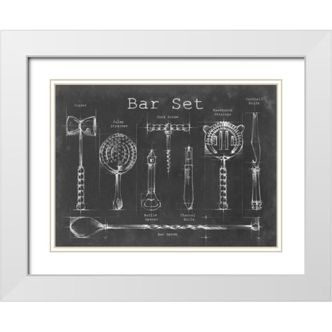 Bar Set White Modern Wood Framed Art Print with Double Matting by Harper, Ethan