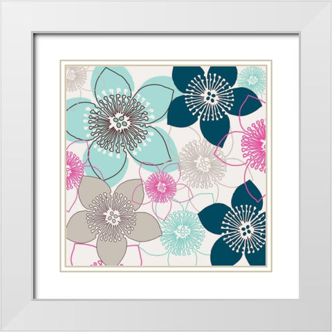 Boho Floral Collection I White Modern Wood Framed Art Print with Double Matting by Ketchum, Nicole