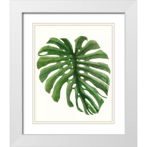 Tropical Breeze Leaves I White Modern Wood Framed Art Print with Double Matting by McCavitt, Naomi