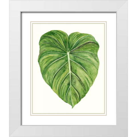 Tropical Breeze Leaves II White Modern Wood Framed Art Print with Double Matting by McCavitt, Naomi