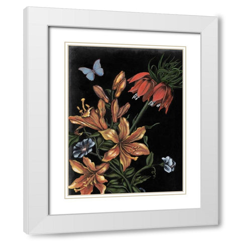 Dark Floral II White Modern Wood Framed Art Print with Double Matting by McCavitt, Naomi
