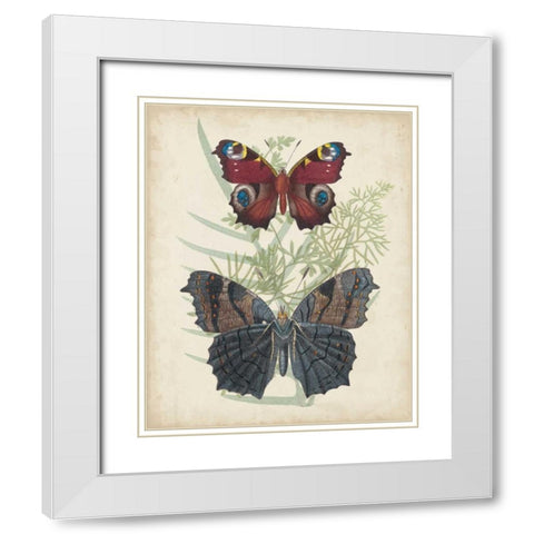 Butterflies and Ferns III White Modern Wood Framed Art Print with Double Matting by Vision Studio
