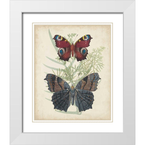 Butterflies and Ferns III White Modern Wood Framed Art Print with Double Matting by Vision Studio